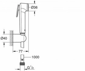 Размеры Гигиенический набор GROHE TEMPESTA, ручной душ 1 режим, шланг, хром 26352000 фото № 1