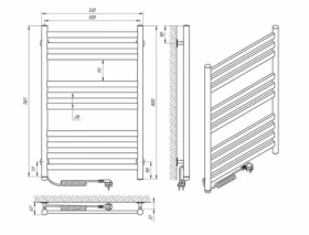 Размеры Полотенцесушитель электрический 500 х 800 мм Laris Кватро хром Д30 72207044 ВД2023 фото № 1