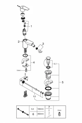 Детали Современный смеситель для биде Grohe BauEdge хром 23331001 фото № 1