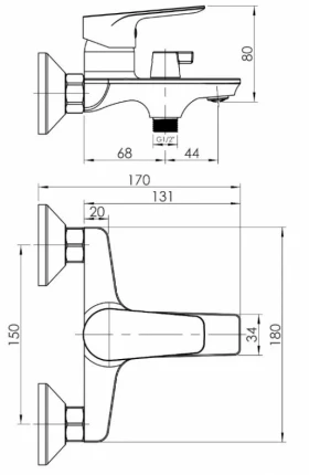 Розміри Латунний змішувач для ванни Rozzy Jenori VERO RJFA092-02CH фото № 1