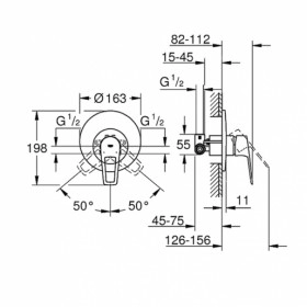 Размеры Смеситель для душа премиум класса Grohe BAULOOP 29080001 фото № 1