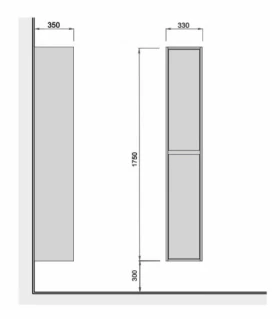 Розміри Біло-сірий пенал у ванну 33 см шириною Мойдодир Polo Loft 00-0008021 фото № 1