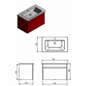 Размеры яркая тумба с раковиной в ванную 80 см ювента тиволи tv-80-красный с умывальником софт 80 №1 фото № 1