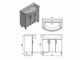 Размеры прямая тумба с раковиной в ванную 87 см ювента тренто trn-87 с умывальником витториа 87 №1 фото № 1