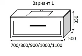 Розміри Горизонтальна тумба з умивальником 90 см шириною Marsan BATISTA з умивальником Квадро ТП Batista-1 90 фото № 1