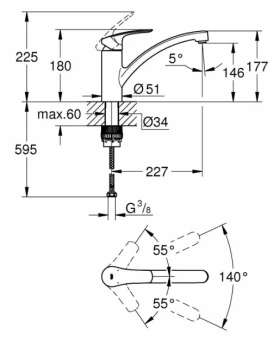 Розміри Змішувач для раковини зовнішнього монтажу Grohe Eurosmart хром 33281003 фото № 1