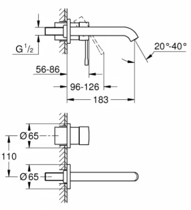 Размеры Смеситель для раковины Grohe Essence хром 29192001 фото № 1