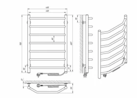 Размеры Полотенцесушитель электрический 480 x 700 мм Laris Виктория хром Д30 левый 73207822 фото № 1