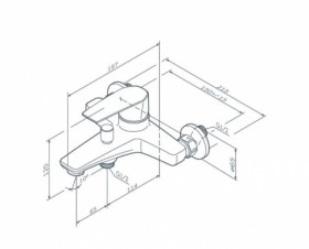 Размеры Смеситель для ванной комнаты AM.PM Gem F90E10022 фото № 1