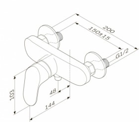 Размеры Однорычажный смеситель для душевой комнаты AM.PM Like F8020000 фото № 1