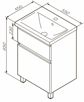 Размеры умывальник с тумбой для квартиры 55 см am.pm x-joy с умывальником x-joy m85-fsx0552-wc0552wg38 №1 фото № 1