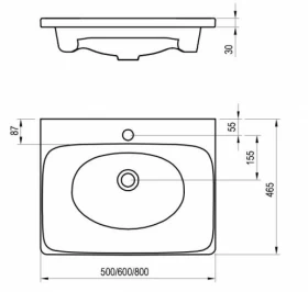 Розміри Умивальник Ravak Balance 500 XJX01250000 фото № 1
