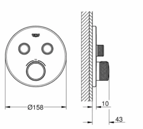 Розміри Змішувач термостатичний для ванни GROHE GRT SmartControl хром 29119000 фото № 1