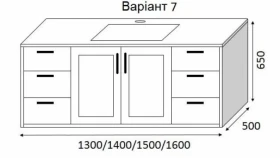 Размеры Тумба умывальник в зеленом цвете 160 см шириной Marsan MAISON с умывальником Квадро ТП Maison-7 160 фото № 1