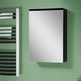 В интерьере Зеркальный шкаф для ванной 40 см черного цвета САНСЕРВИС Стандарт ДЗ OB I- 45 черный фото № 1