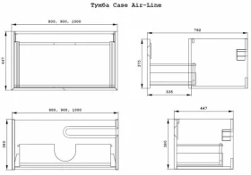 Размеры Тумба в ванную без умывальника премиум класса 100 см шириной Air-Line Case 2000962903362 фото № 1