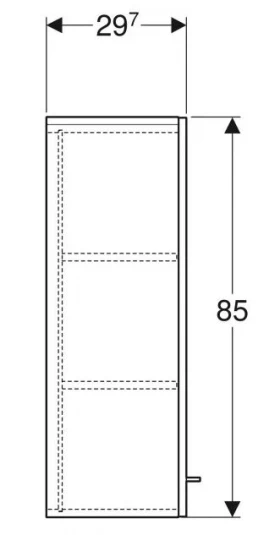 Размеры Шкаф навесной в ванную из влагостойкого ДСП 33 см шириной Geberit Selnova Square 501.277.00.1 L фото № 1