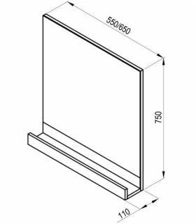 Размеры Зеркало Ravak 10° 650 темный орех X000000853 фото № 1