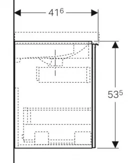 Розміри Тумба під умивальник без раковини 75 см шириною Geberit Acanto під раковину Acanto 500.615.16.1 фото № 1