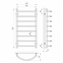 Размеры Полотенцесушитель водяной настенный 400х800 LARIS П8 Омега Хром 30x20 ВР 1/2 д 71207071 фото № 1