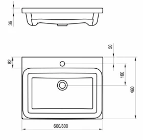 Розміри Умивальник Ravak Comfort 800 XJX01280001 фото № 1