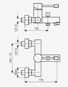 Розміри Кран змішувач для ванни з душем Emmevi EDEN CR71001 хром фото № 1