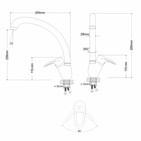 Розміри Змішувач для мийки Rozzy Jenori BOSS RBZ077-8V фото № 1