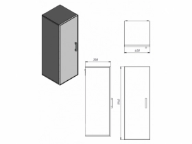 Размеры Пенал в ванную 40 см Ювента Manhattan Mht -114R черный фото № 1