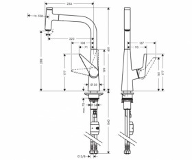 Размеры Немецкий смеситель для кухни HANSGROHE TALIS 72821000 фото № 1