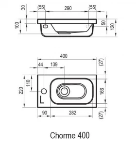 Умывальник Тумба с мини умывальником 400 Ravak Chrome X000000538-XJGL1100000 фото № 1