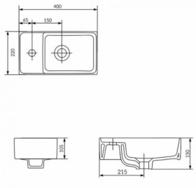 Размеры Умывальник для ванной комнаты 40 см Cersanit Como K32-001-BOX фото № 1