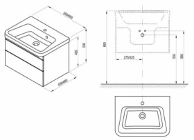 Розміри Шафка під умивальник 550 Ravak 10° X000001286 фото № 1