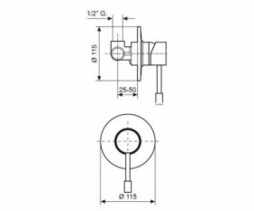 Размеры Смеситель скрытого монтажа для душа Emmevi EDEN СR71009 хром фото № 1