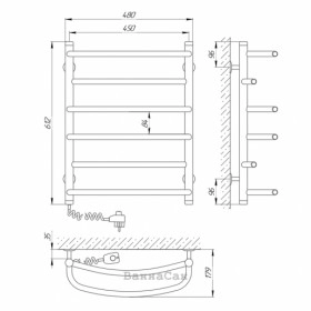 Розміри Полотенцесушитель електричний з 6 перекладинами 450х600 LARIS Евромікс Хром Лівий 30x20 73207094 фото № 1