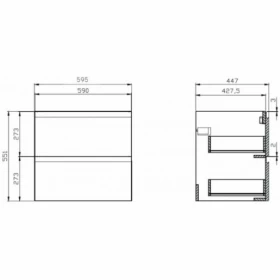 Размеры Комод в ванную комнату с ящиками 60 см шириной Cersanit Moduo K116-022 фото № 1