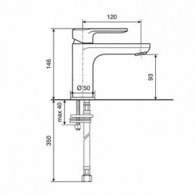 Размеры Смеситель белого цвета для раковины Emmevi NEFER BIO77003TC фото № 1