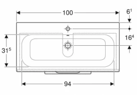 Розміри Умивальник з тумбою 100 см шириною Geberit Selnova Square з раковиною Slim Rim 501.246.00.1 фото № 1