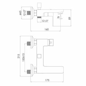 Розміри Глянсовий змішувач для ванни IMPRESE KARLOV хром f03207601AA фото № 1