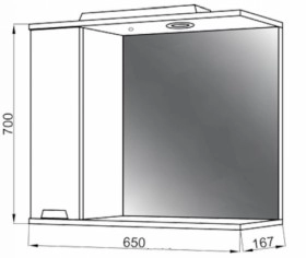 Размеры Зеркало в ванную для дома 65 см ЮВВИС Марко Z-1 65 шкаф левый фото № 1