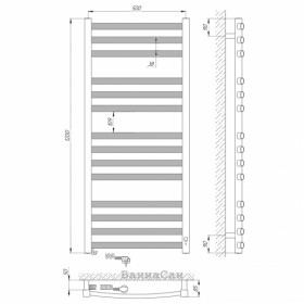 Размеры Полотенцесушитель электрический глубиной 10 см 500х1200 LARIS Гранд Хром Левый 35x32 73207370 фото № 1