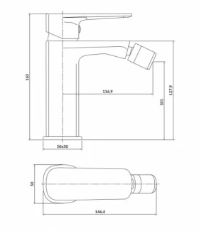 Розміри Змішувач для біде чорного кольору Cersanit LARGA S951-379 фото № 1