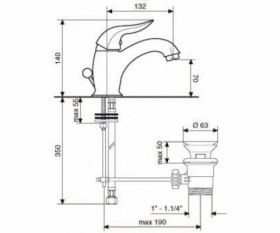 Размеры Однорычажный смеситель для раковины Emmevi DUKA CR44003 хром фото № 1