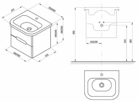 Розміри Тумба під умивальник 650 Ravak SD Chrome II X000001291 фото № 1