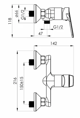 Розміри Сучасний змішувач для душу Rozzy Jenori VILA хром RJFA087-04CH фото № 1