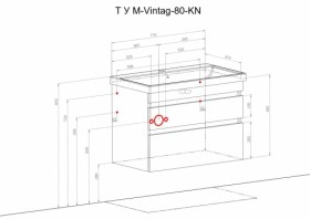 Размеры Тумба в ванную с раковиной с ящиками 80 см Aqua Rodos Винтаж Бетон с умывальником Elite 4062980ВВБ фото № 1