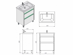 Размеры Тумба в ванную с раковиной 65 см Ювента Luton Luton-65ТН с умывальником Soft 65 фото № 1