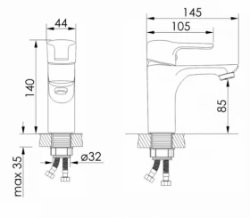 Розміри Світлий змішувач для умивальника хром Imprese JARO f03507301AA фото № 1