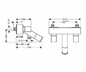 Размеры Немецкий смеситель для ванной комнаты HANSGROHE AXOR 10430000 фото № 1