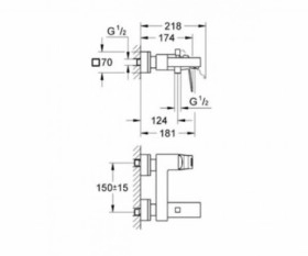 Размеры Смеситель для ванны GROHE Eurocube хром 23140000 фото № 1