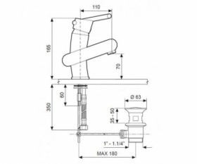 Размеры Смеситель с одним изливом для раковины Emmevi TWIST CR6603 хром фото № 1